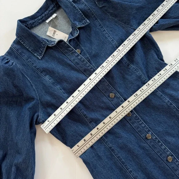 Gap Dress Womens Medium Denim Button Front Dark Wash New - Picture 3 of 7